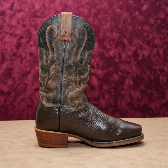 Dan Post Men Embroidered Square Toe Pull On Cowboy Mid Calf Boots sz 7.5 - Picture 4 of 9